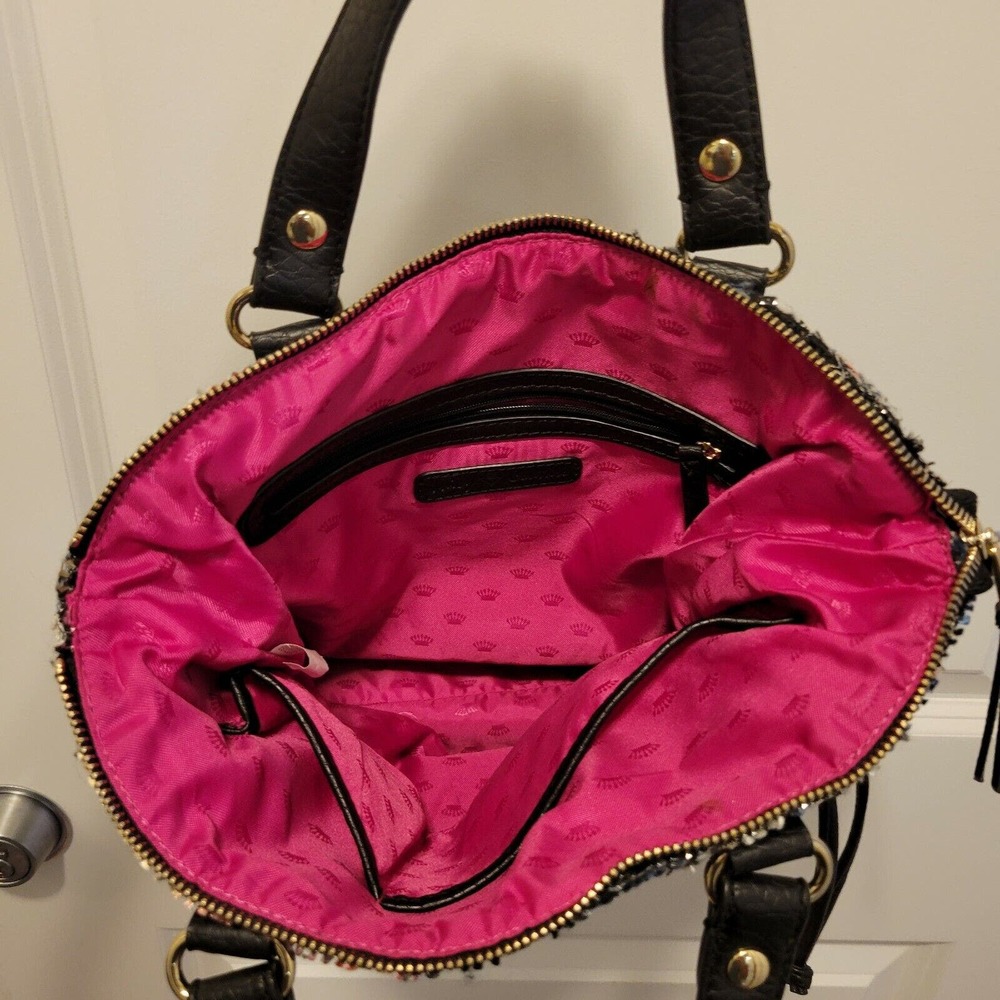Juicy Couture Tweed Purse Small Tote Bag With Lip Embellishment Clueless Y2K - Picture 8 of 12